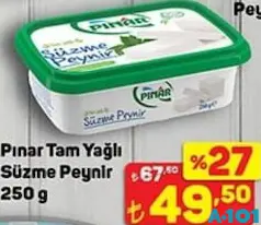 PINAR TAM YAĞLI SÜZME PEYNİR 250 G